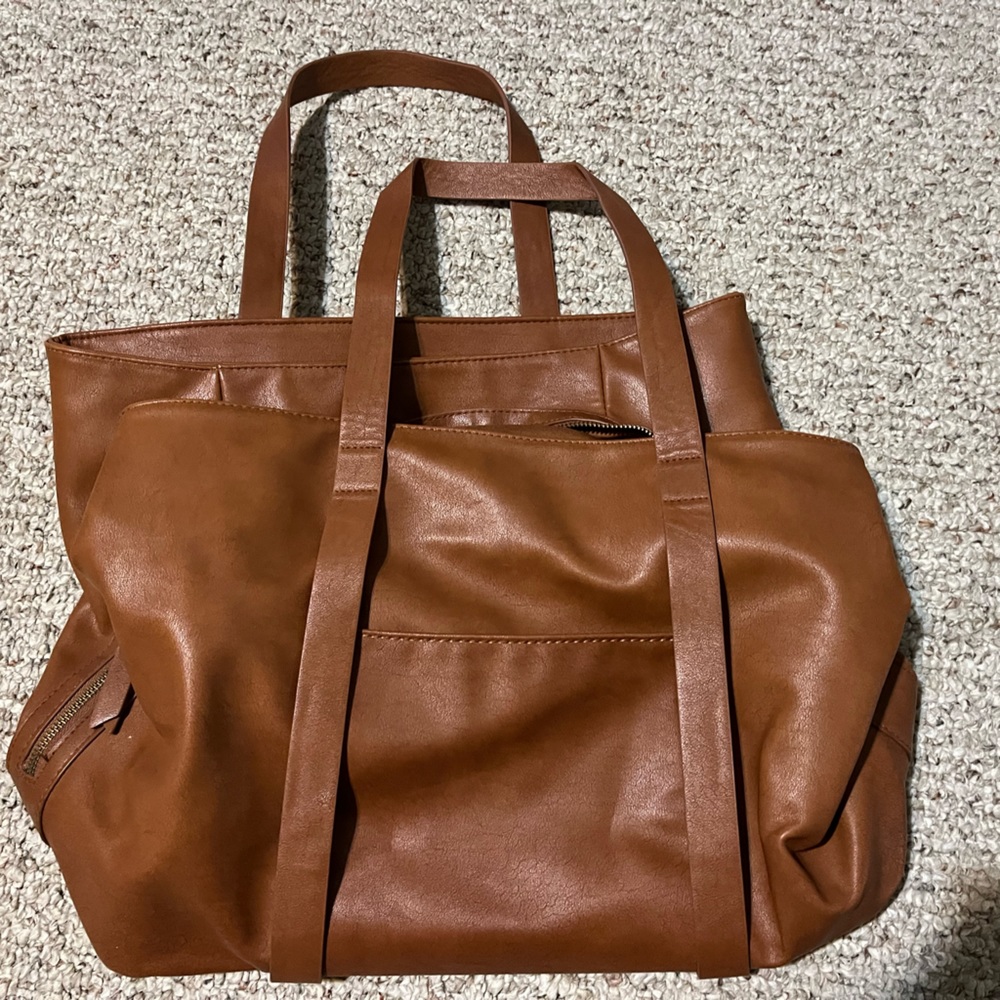 brown three compartment bag - gently used